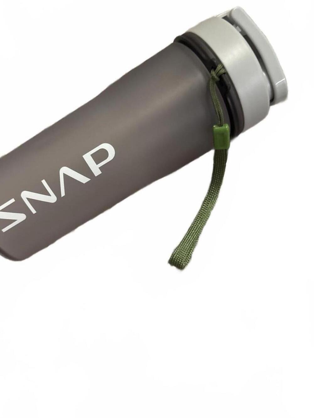 SNAP Gray Water Bottle with Flip Lid and Carry Strap 14oz